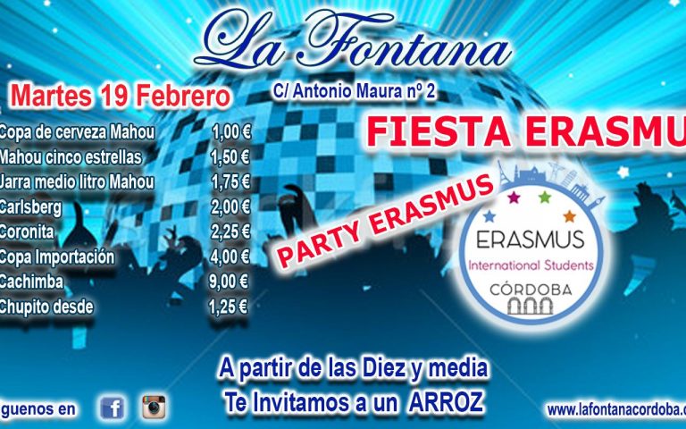 FIESTA ERASMUS -MARTES 19 FEBRERO 2019-