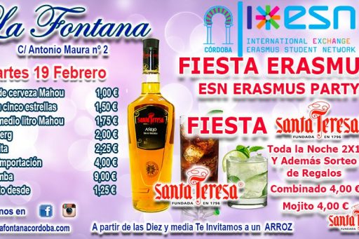 FIESTA ERASMUS-MARTES 19 FEBRERO 2019