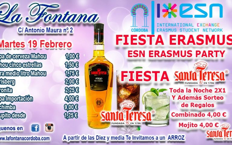 FIESTA ERASMUS-MARTES 19 FEBRERO 2019