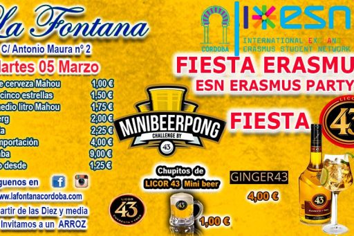 FIESTA ERASMUS FIESTA -MARTES 05 MARZO 2019-