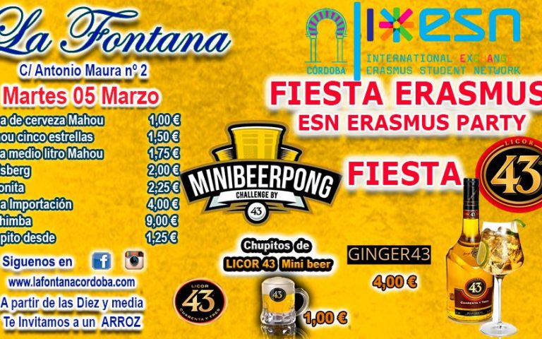 FIESTA ERASMUS FIESTA -MARTES 05 MARZO 2019-