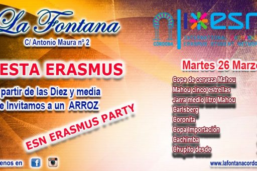 FIESTA ERASMUS -MARTES 26 MARZO 2019-