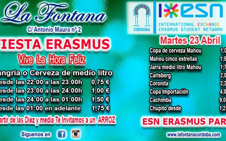 FIESTA ERASMUS -MARTES 23 ABRIL 2019-
