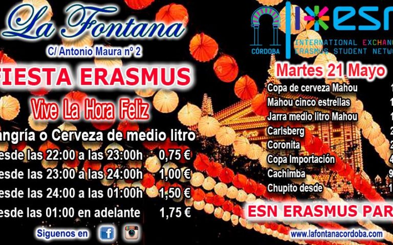 FIESTA ERASMUS -MARTES 21 MAYO 2019-