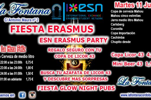 FIESTA ERASMUS -MARTES 11 JUNIO 2019-