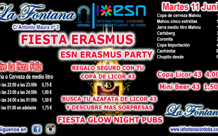 FIESTA ERASMUS -MARTES 11 JUNIO 2019-