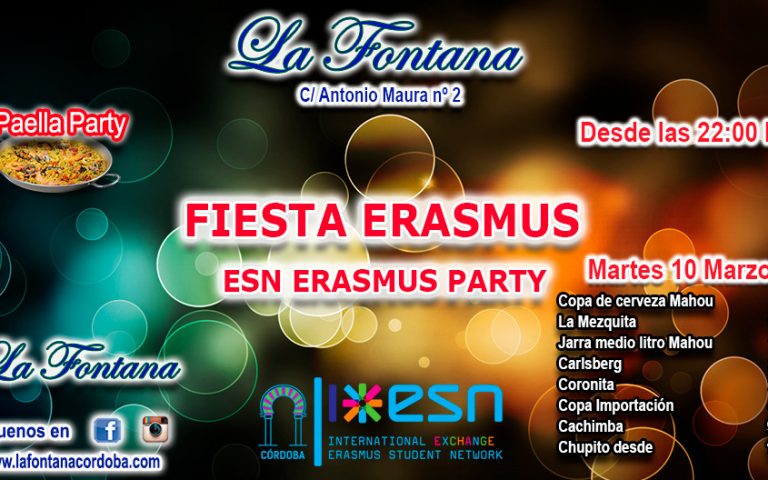 FIESTA ERASMUS -10 MARZO 2020-